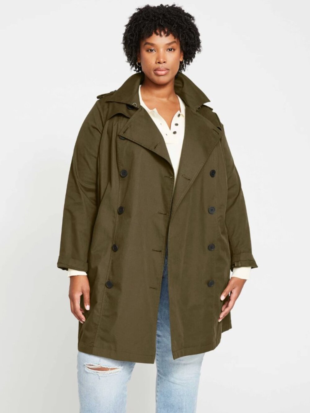 Universal Standard army green trench coat size 26-28 NWT